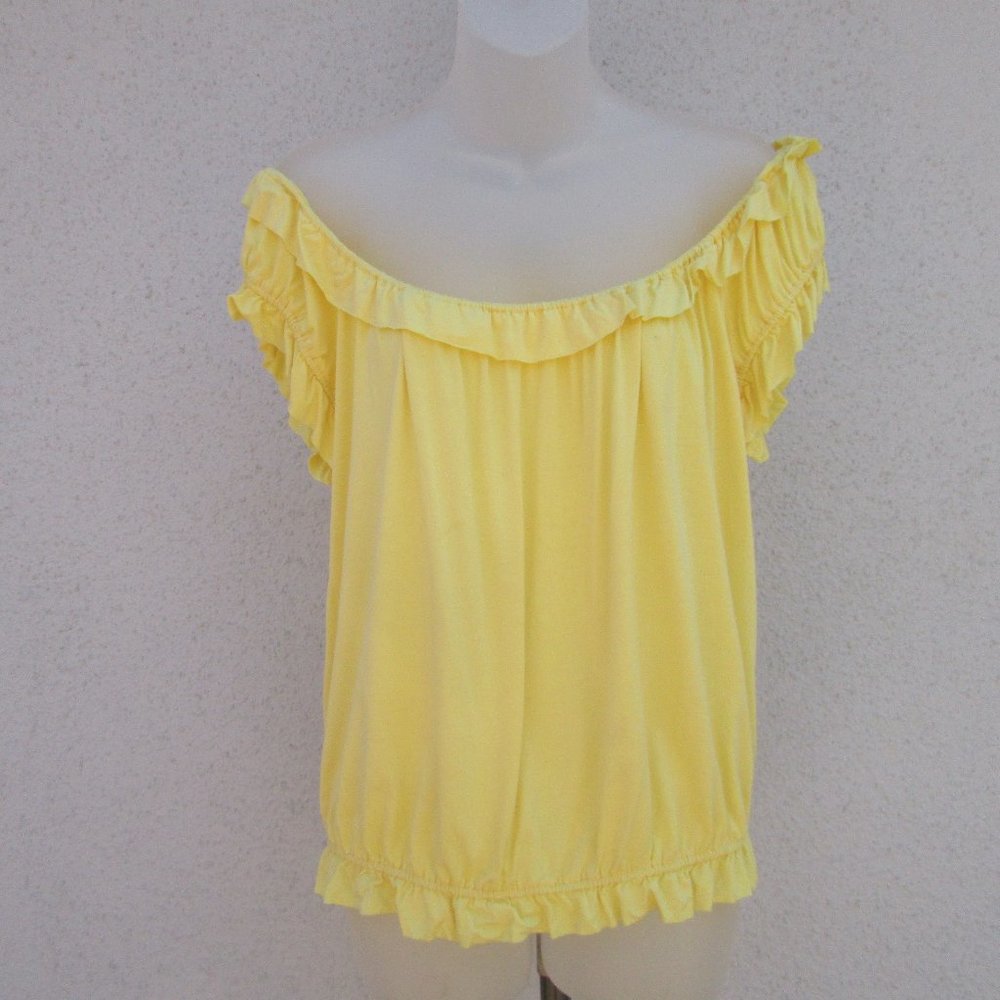 Studio M yellow stretch off shoulder blouse M